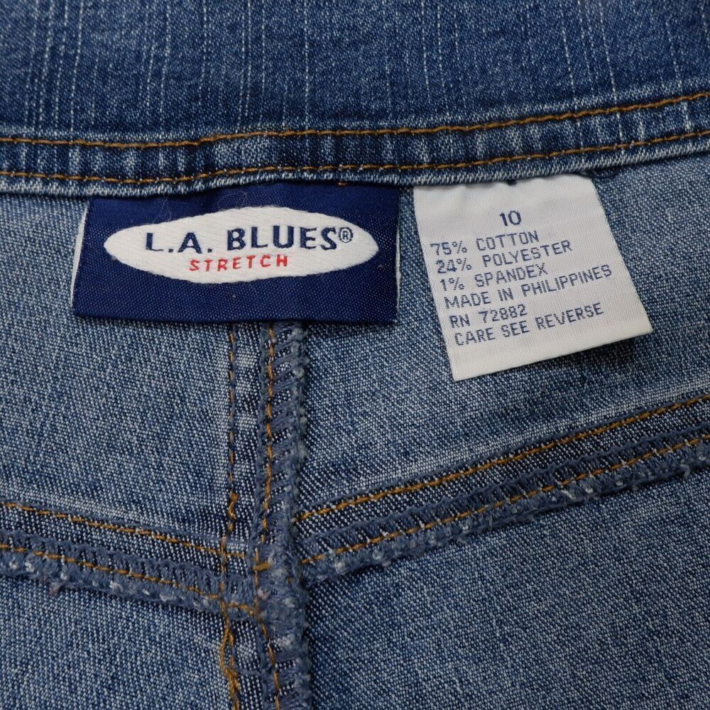 La Blues Jeans Womens Size 10 Blue Cropped Cuffed Denim Stretch Measures 30 x 24 - Picture 7 of 9